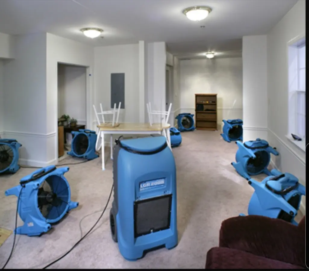 Air movers and dehumidifier setup for Water Extraction & Removal in Rockdale